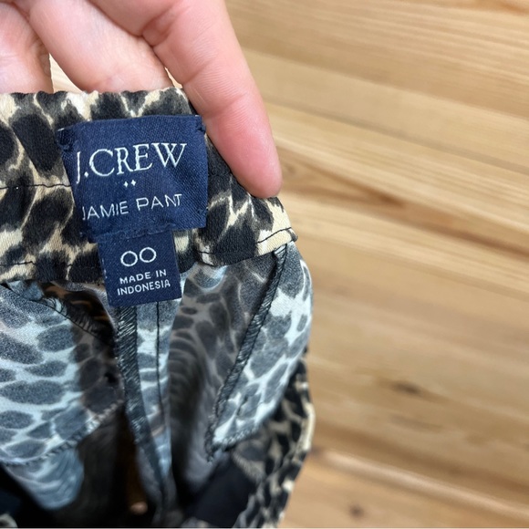 J Crew Jamie Pant 00 Animal Print Pull On Elastic Waist Poly Pockets Taper B144 - Picture 10 of 13